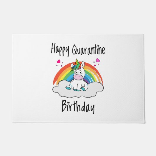 Paillasson Quarantine Anniversaire Unicorn arc-en-ciel (Devant)