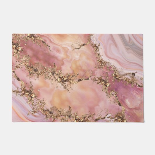 Paillasson quartz rose et marbre rose pastel (Devant)