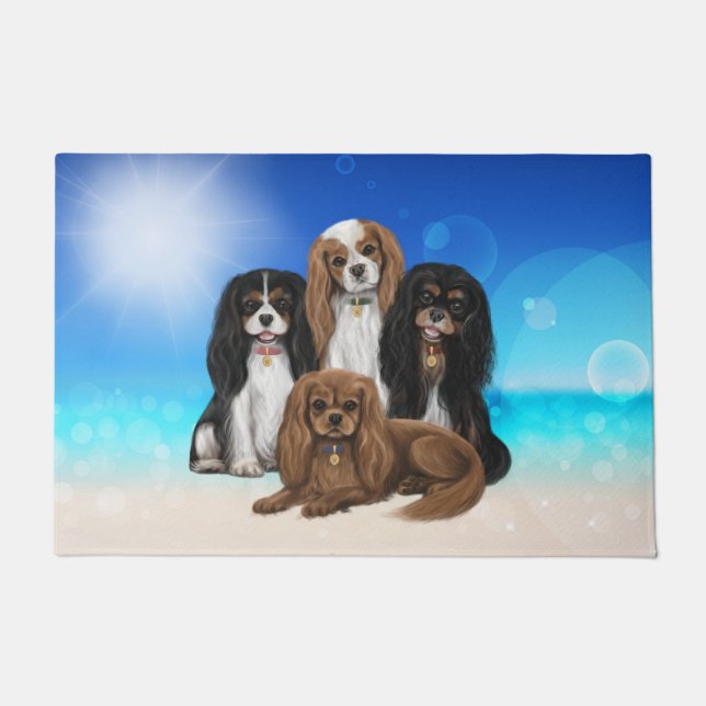 Paillasson Quatre Cavalier King Charles Spaniels  (Devant)