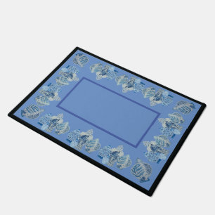 Paillasson Quatre grenouilles à gingembre bleu et blanc