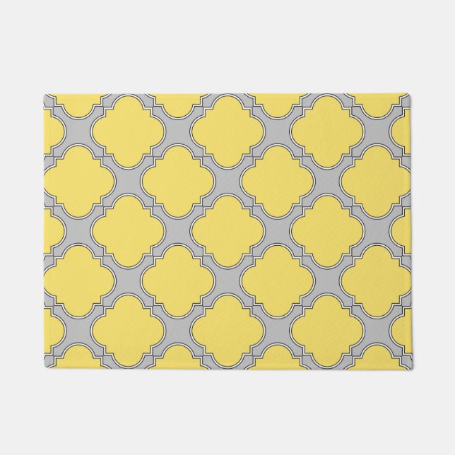 Paillasson Quatrefoil jaune et gris (Devant)
