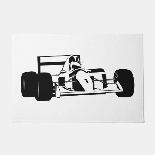 Paillasson Race Car Silhouette noir et blanc (Devant)