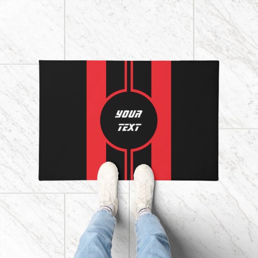 Paillasson Racing Red Double Stripes Sports Personnalisé (Intérieur)