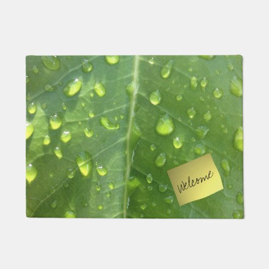 Paillasson Raindrops sur une feuille (Devant)