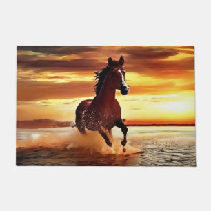 Paillasson Randonnée À Cheval Sauvage À Travers Le Surf