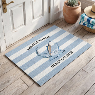 Paillasson Rayé bleu marine Marlins nautique Voile | Sur mesu