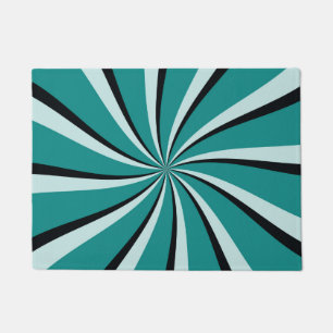 Paillasson Rayons de soleil bleu, turquoise et noir de style