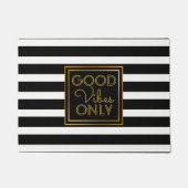 Paillasson Rayure noire et blanche moderne d'or de Good Vibes (Devant)