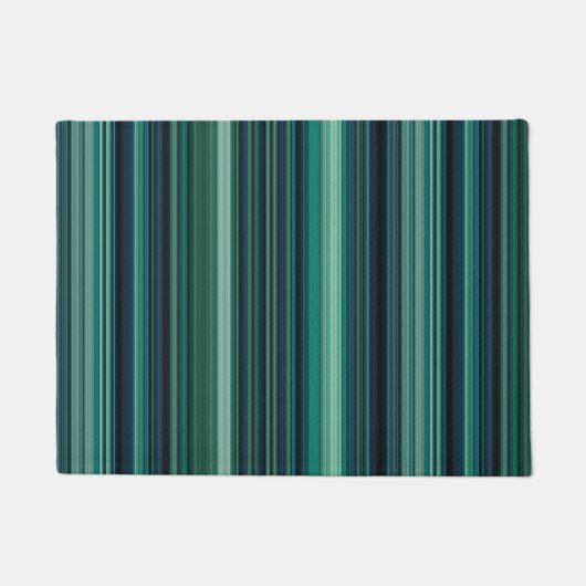 Paillasson Rayures Bleu Aqua et Sarcelle (Devant)
