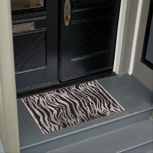 Paillasson Rayures de zèbre noir Imprimé animalier Luxe argen