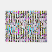 Paillasson rayures motif rayées Abstraites beige turquoise p (Devant)