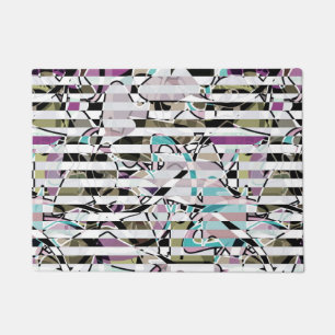 Paillasson rayures motif rayées Abstraites beige turquoise p