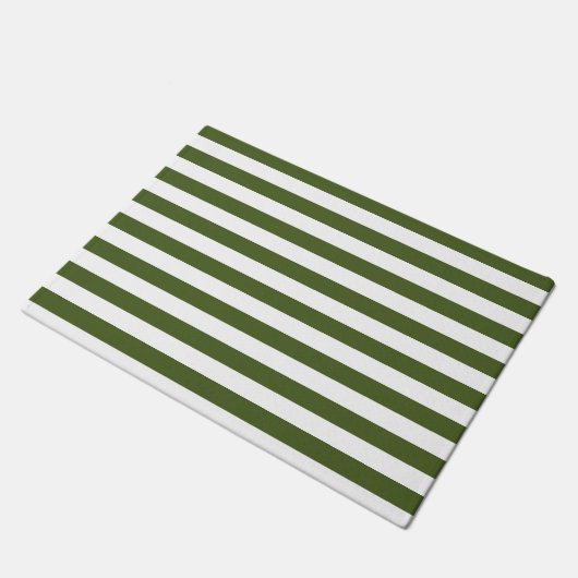 Paillasson Rayures vert mousse foncé et blanc (Incliné)