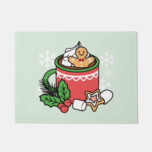 Paillasson Réchauffez-vous avec les appels de cacao de neige  (Devant)