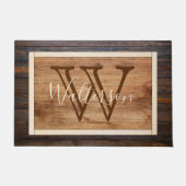 Paillasson Rectangle de monogramme en bois rustique (Devant)