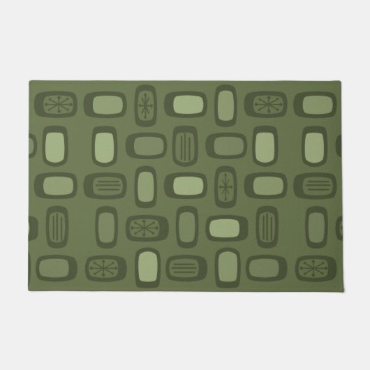 Paillasson Rectangles arrondies MCM du milieu du siècle vert  (Devant)