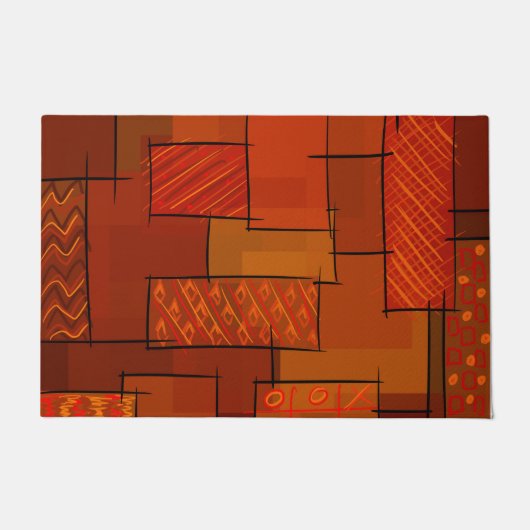 Paillasson Rectangles, motif patchwork, doodle. Surface de re (Devant)
