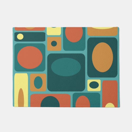 Paillasson Rectangles turquoise modernes du milieu du siècle (Devant)