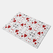 Paillasson Red and Black Retro Hand Drawn Hearts Love (Incliné)