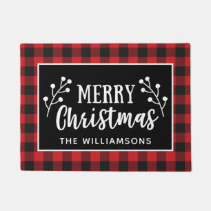Paillasson Red Buffalo Check Joyeux Noël Ferme Porte