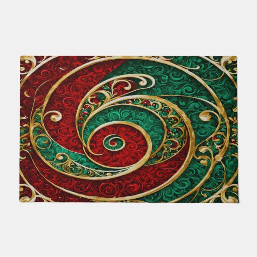 Paillasson Red Gold Green Noël Porte de Noël (Devant)