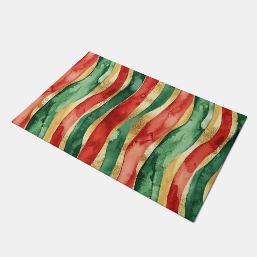 Paillasson Red Gold Green Stripes Noël (Incliné)