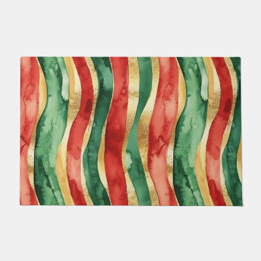 Paillasson Red Gold Green Stripes Noël (Devant)