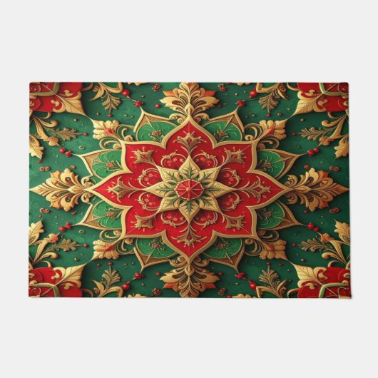 Paillasson Red Green Decorative Holiday Doormat (Devant)