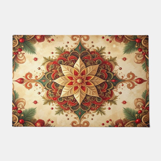 Paillasson Red Green Decorative Holiday Doormat (Devant)