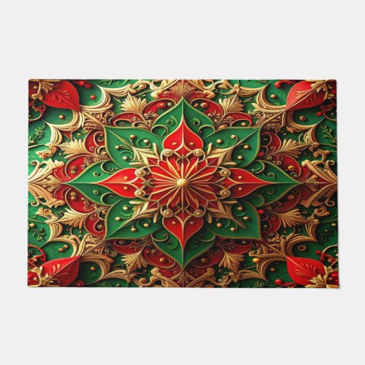 Paillasson Red Green Decorative Holiday Doormat (Devant)