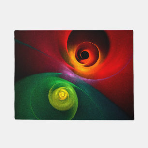 Paillasson Red Green Yin Yang Moderne Motif d'art Abstrait #2