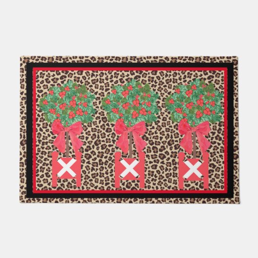 Paillasson Red Leopard Holly Berry Chinoiserie (Devant)
