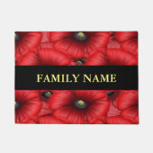Paillasson Red Poppy Floral Nom de famille mat (Devant)