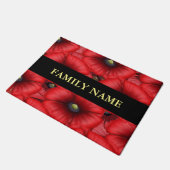 Paillasson Red Poppy Floral Nom de famille mat (Incliné)