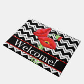 Paillasson Red Poppy Welcome Black White Chevron ZigZag (Incliné)