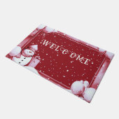 Paillasson Red Snowman Snowman Snowy Noël (Incliné)