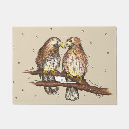 Paillasson Red Tail Hawk Inséparables d'observation des oisea (Devant)