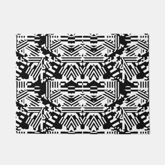 Paillasson Réflexions Abstraites : lignes, cubes et monochrom (Devant)