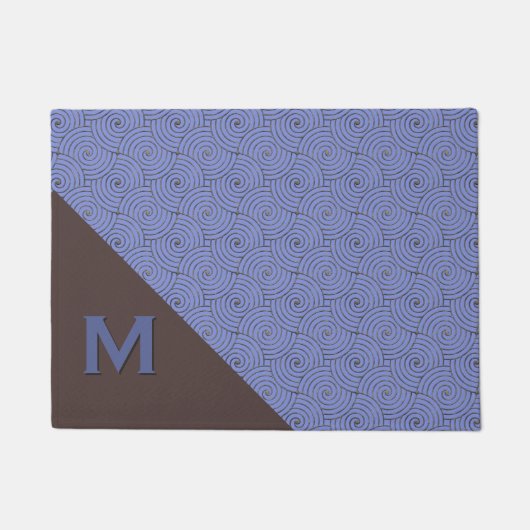 Paillasson Regency Blue et Brown Monogramme Porte Mat (Devant)