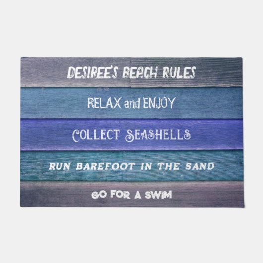 Paillasson Règles de plage Bleu Rustique Turquoise Gris Nauti (Devant)
