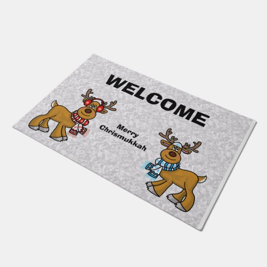 Paillasson Reindeer juif et Gentil Reindeer Porte Mat (Incliné)