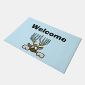 Paillasson Reinder avec Menorah Antlers Chrismukkah Doormat (Incliné)