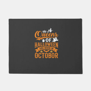 Paillasson Reines d'Halloween nées en octobre Typographie Vin