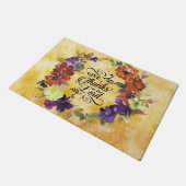 Paillasson "Remerciez le Seigneur" couronne florale (Incliné)