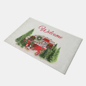 Paillasson Remorque de Noël Camper Rustic Scene Bienvenue (Incliné)