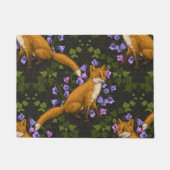 Paillasson Renard, fleurs et lierre, vert, orange et viole (Devant)