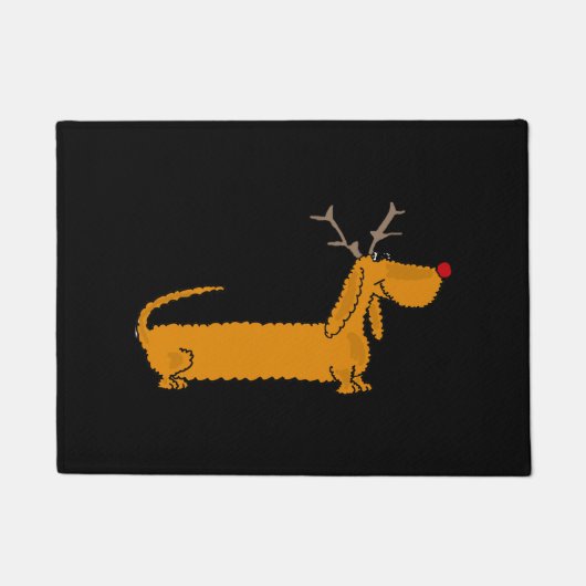 Paillasson Renne drôle de teckel de Noël (Devant)