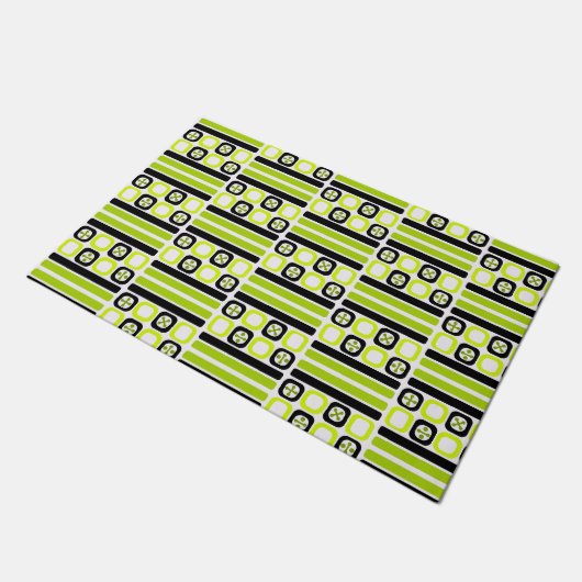 Paillasson Retro Atomique Carrés lignes Chartreuse (Incliné)