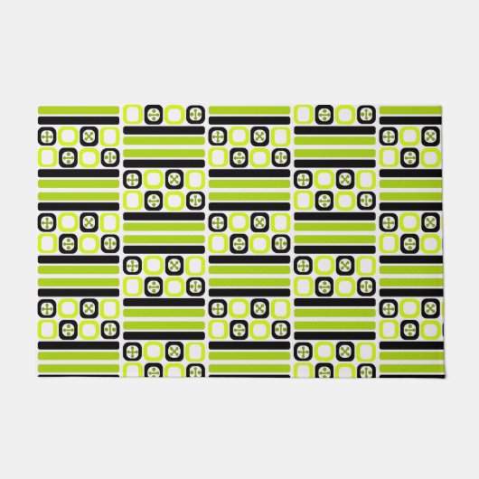 Paillasson Retro Atomique Carrés lignes Chartreuse (Devant)