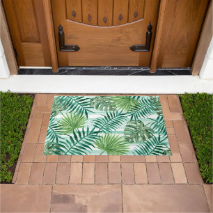 Paillasson Retro Chic Palm Vert Feuille Aquarelle Art